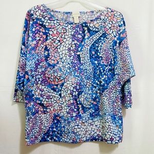 CHICOS blue coral dolman sleeve blouse